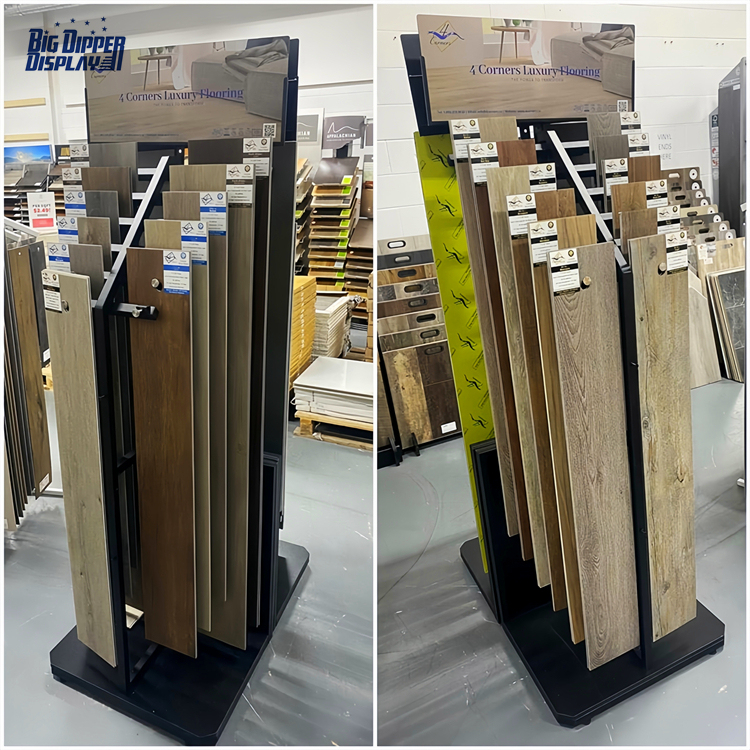 BDD-WF31 hardwood flooring display rack wooden laminated oak parquet wood flooring display stand