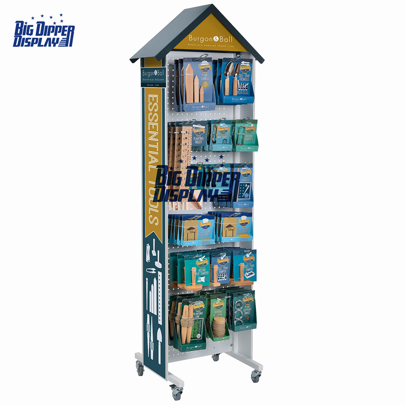 PB60 metal tool display rack for exhibition pegboard hardware and tool display shelf peg board display rack