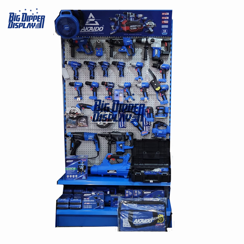PB44 multipurpose shovel hardware tool exhibition display rack metal pegboard exhibition power tool display stand