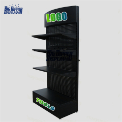 PB58 customized metal tool display pegs pegboard garden tool display stand metal tools display rack cartão