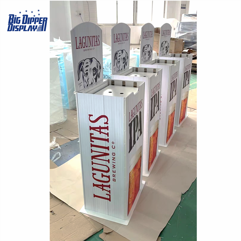 AL02 2 rows beer auto-lift display rack drink automatic rising-lowering display stand Pepsi automatic elevator display shelf