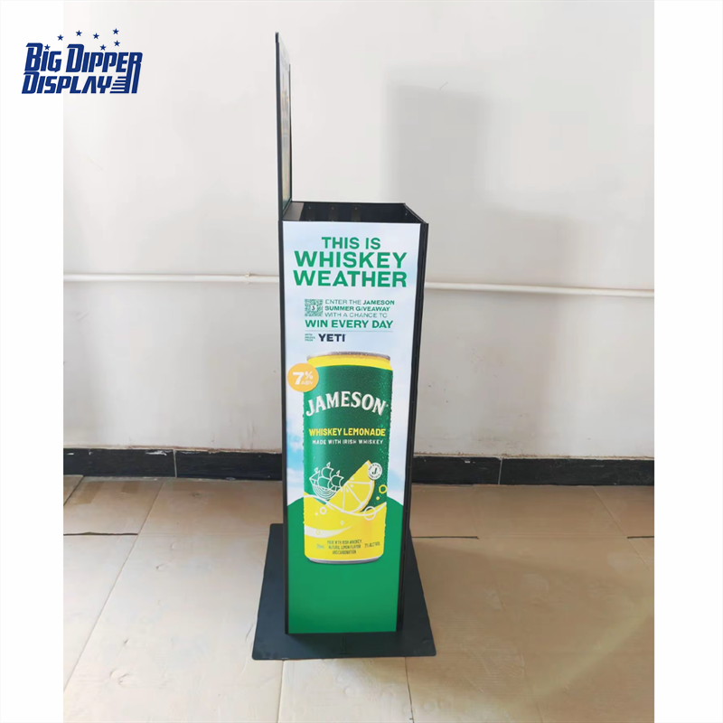 AL04 Single Row 6 Beer Autolift Display Rack Metal Floor Wine Drink Display Stand Automatic Lifting Display Shelf