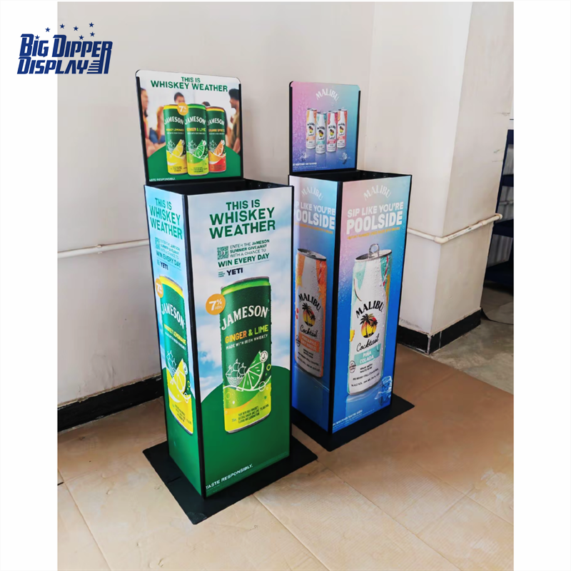 AL07 500ml Beer Cans Auto Lift Display Stand Drinks Automatic Lifting Display Shelf Beer Automatic Rising-lowering Display Rack