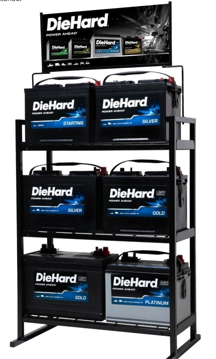 BDD-BA36 Heavy-Duty Car Battery Display Rack – Automotive Batteries Stand for Retail Stores