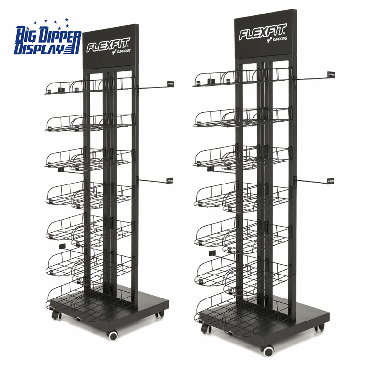 BDD-HC19 Custom Durable Hat Display Stand - Multi-Layer Metal Wire Cap Rack for Retail