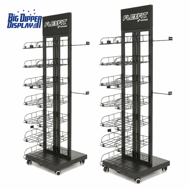 BDD-HC19 Custom Durable Hat Display Stand - Multi-Layer Metal Wire Cap Rack for Retail