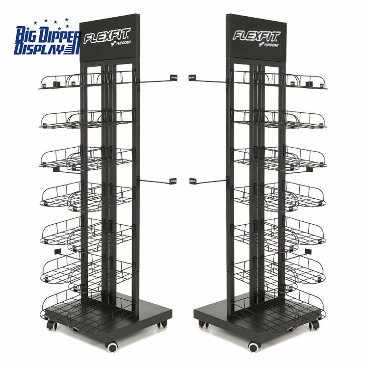 BDD-HC19 Custom Durable Hat Display Stand - Multi-Layer Metal Wire Cap Rack for Retail