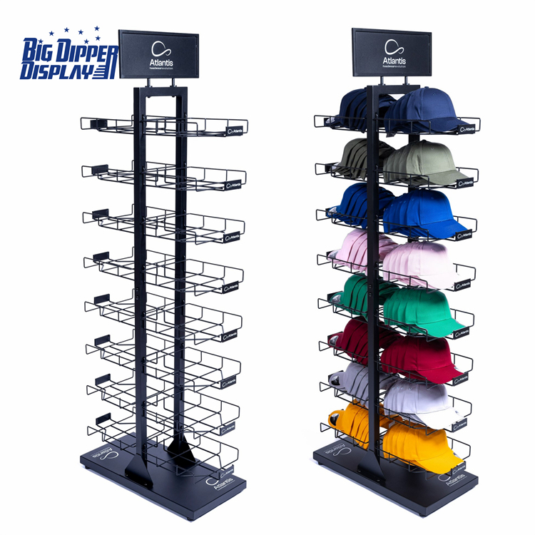 BDD-HC21 Customized Multi-Tier Hat Display Stand - Durable Metal Wire Cap Rack for Baseball Caps