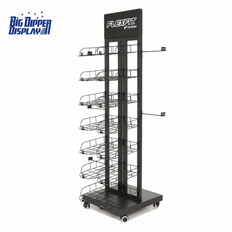 BDD-HC19 Custom Durable Hat Display Stand - Multi-Layer Metal Wire Cap Rack for Retail