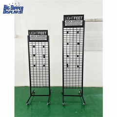 BDD-FF09 Floor Standing Metal Shoe Display Rack, Double-Sided Hanging Flip Flop Stand with 16 Hooks