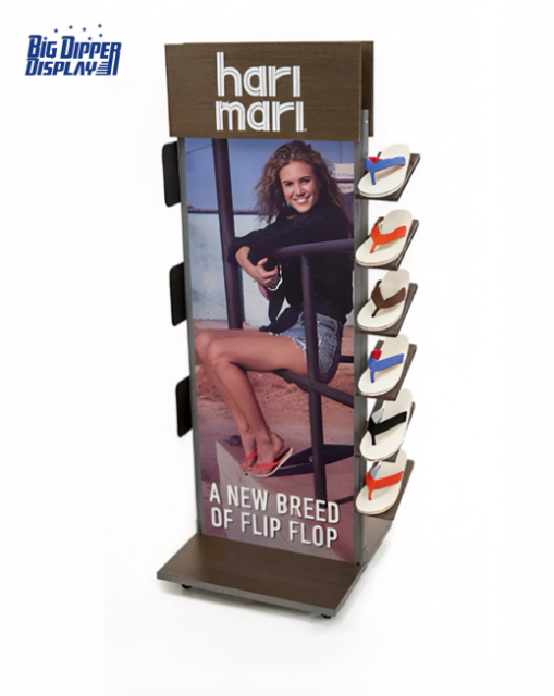 BDD-FF34 Footwear Store Floor Standing wood Flip Flops Display Rack