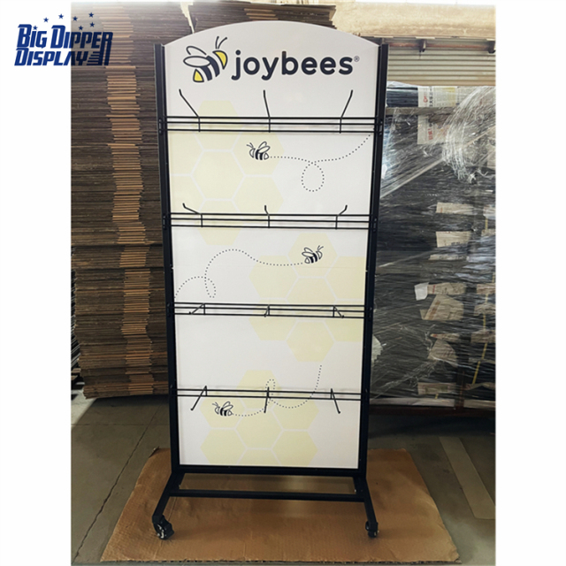 BDD-FF23 Metal Sandal Display Stand, Double-Sided Flip Flop Rack with 16/32 Hooks for Footwear Store