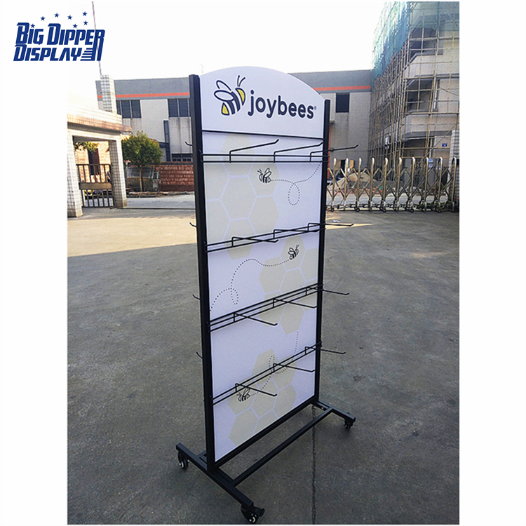 BDD-FF23 Metal Sandal Display Stand, Double-Sided Flip Flop Rack with 16/32 Hooks for Footwear Store