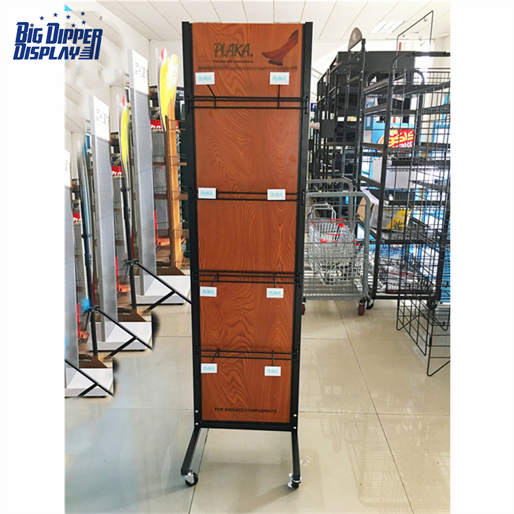 BDD-FF24 Custom Retail Shop Metal Flip Flop Rack, Double-Sided Sandals Slipper Display Stand with Wheels