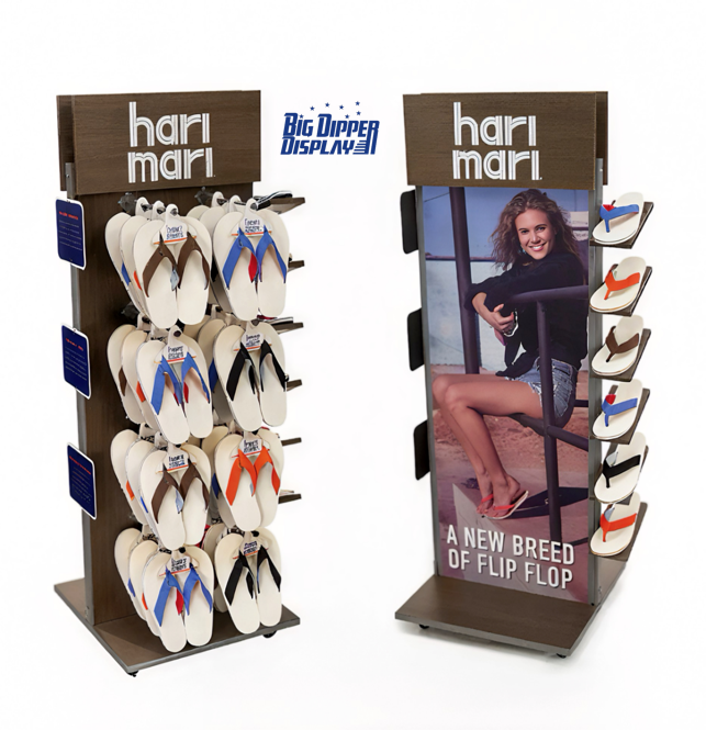 BDD-FF34 Footwear Store Floor Standing wood Flip Flops Display Rack