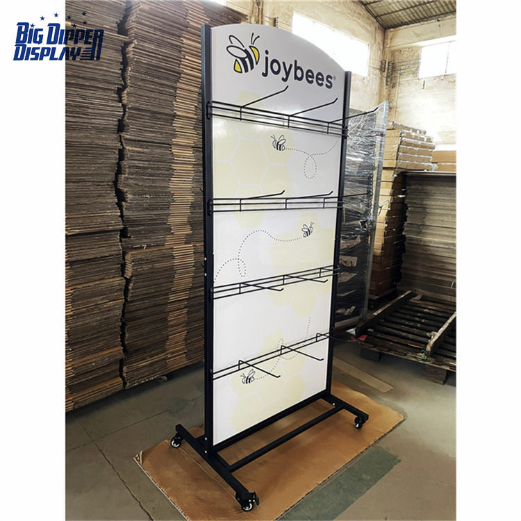 BDD-FF23 Metal Sandal Display Stand, Double-Sided Flip Flop Rack with 16/32 Hooks for Footwear Store