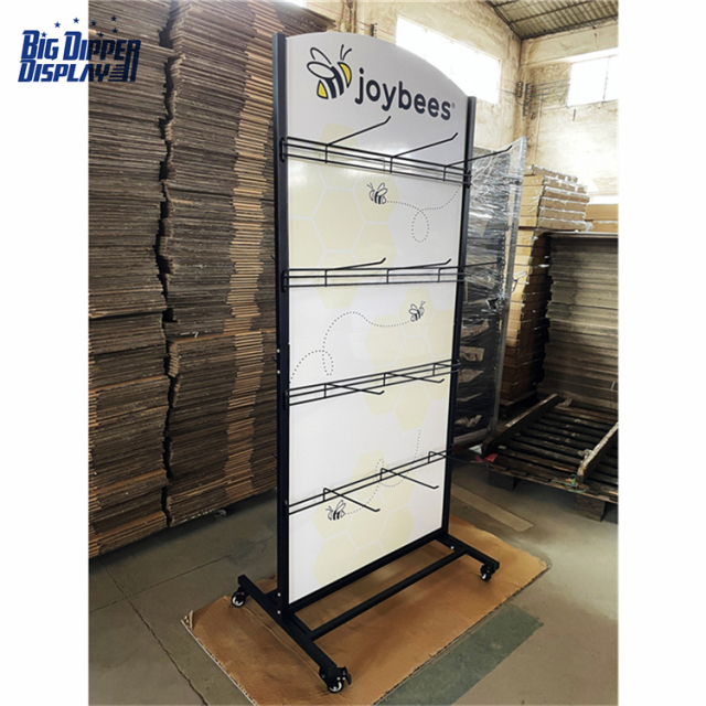 BDD-FF23 Metal Sandal Display Stand, Double-Sided Flip Flop Rack with 16/32 Hooks for Footwear Store