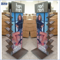 BDD-FF34 Footwear Store Floor Standing wood Flip Flops Display Rack