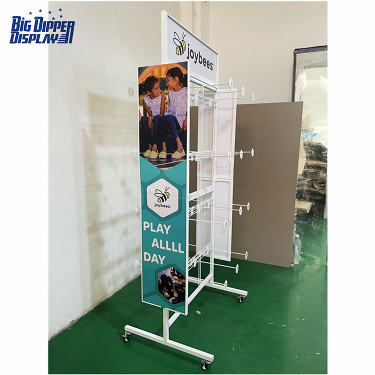 BDD-FF28 Footwear Store Metal Slipper Display Rack, 32 Hooks Flip Flop Stand with Powdercoating