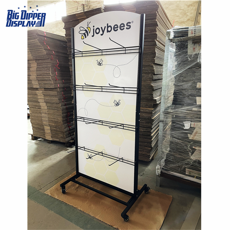 BDD-FF23 Metal Sandal Display Stand, Double-Sided Flip Flop Rack with 16/32 Hooks for Footwear Store