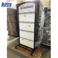 BDD-FF23 Metal Sandal Display Stand, Double-Sided Flip Flop Rack with 16/32 Hooks for Footwear Store
