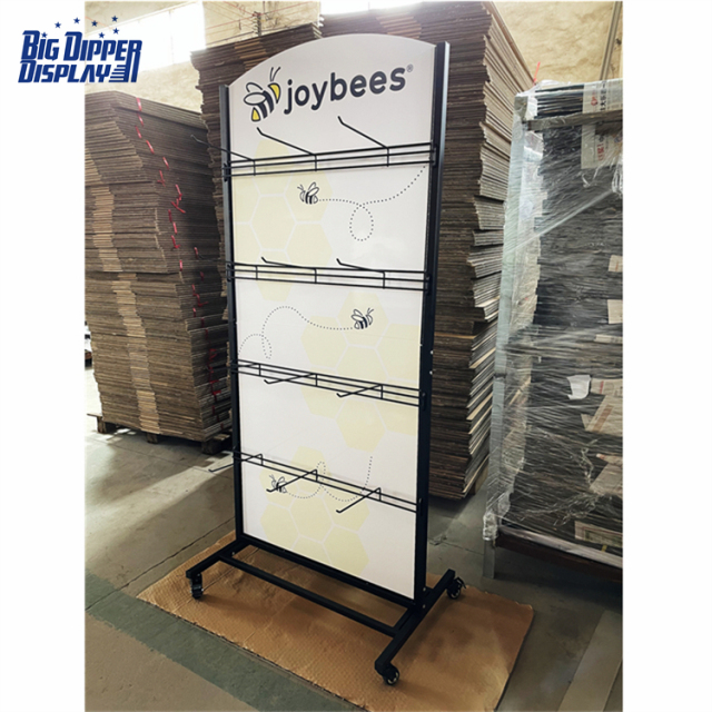 BDD-FF23 Metal Sandal Display Stand, Double-Sided Flip Flop Rack with 16/32 Hooks for Footwear Store