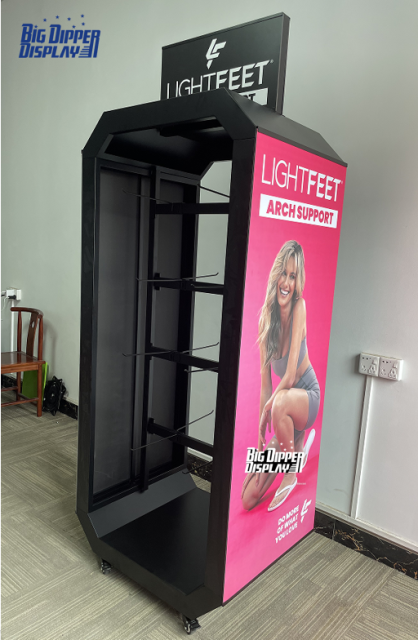 BDD-FF37 Factory Price Detachable Metal Flip Flop Rack with Wheels,16 hooks Custom Logo Available