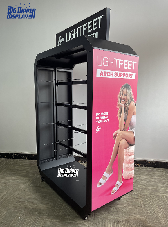 BDD-FF36 OEM Wholesale Steel Flip Flop Display Stand, 32 hooks Powdercoating for Slipper Brand Retail OEM
