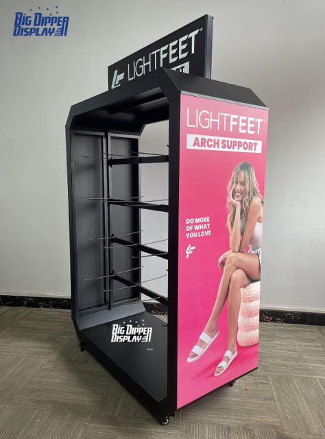 BDD-FF36 OEM Wholesale Steel Flip Flop Display Stand, 32 hooks Powdercoating for Slipper Brand Retail OEM