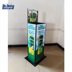 AL04 Single Row 6 Beer Autolift Display Rack Metal Floor Wine Drink Display Stand Automatic Lifting Display Shelf