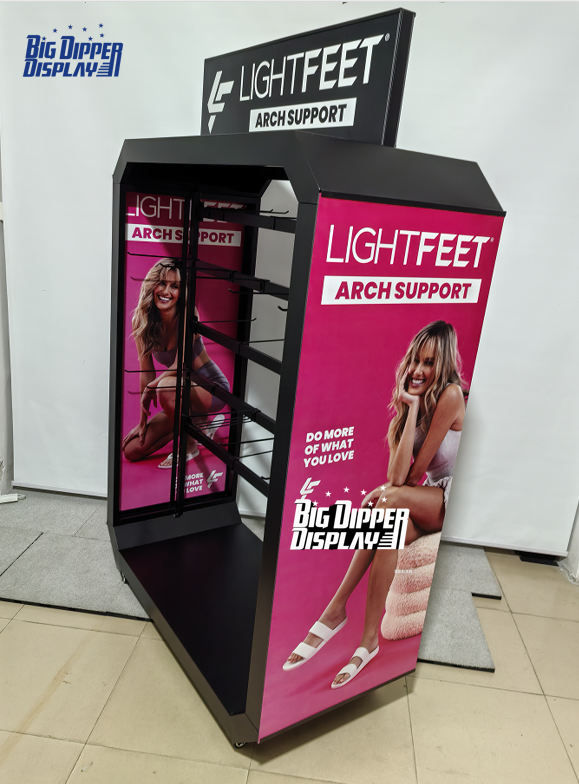 BDD-FF36 OEM Wholesale Steel Flip Flop Display Stand, 32 hooks Powdercoating for Slipper Brand Retail OEM