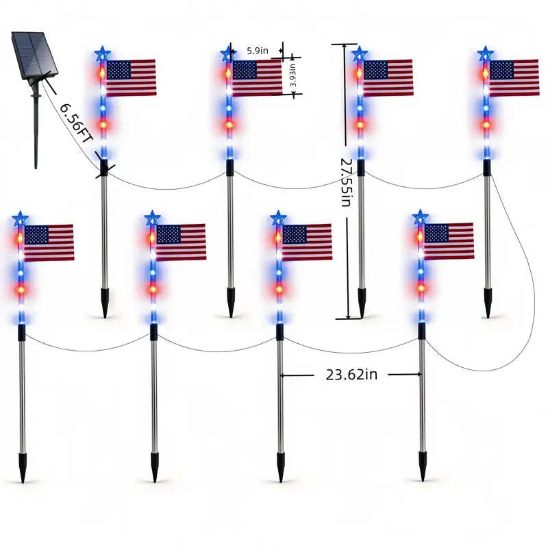 Independence Day Promotion-8 PCS Flag Light Set (4th of July Decorations with 8 Lighting Modes)