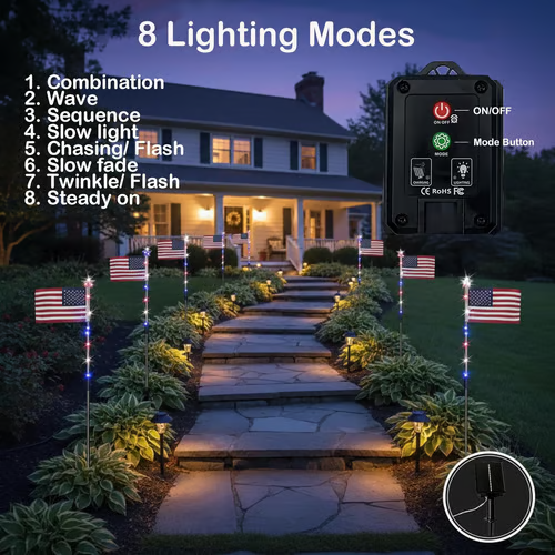 Independence Day Promotion-8 PCS Flag Light Set (4th of July Decorations with 8 Lighting Modes)