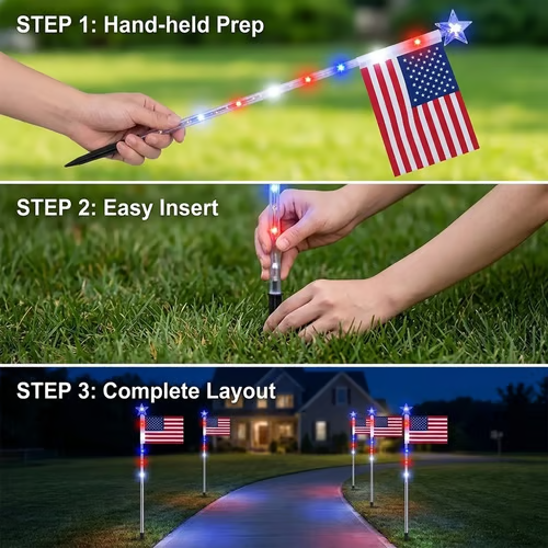 Independence Day Promotion-8 PCS Flag Light Set (4th of July Decorations with 8 Lighting Modes)