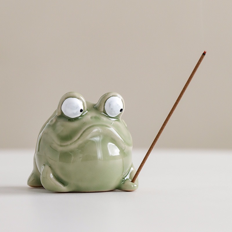 The "Mindful Frog" Glazed Ceramic Incense Holder