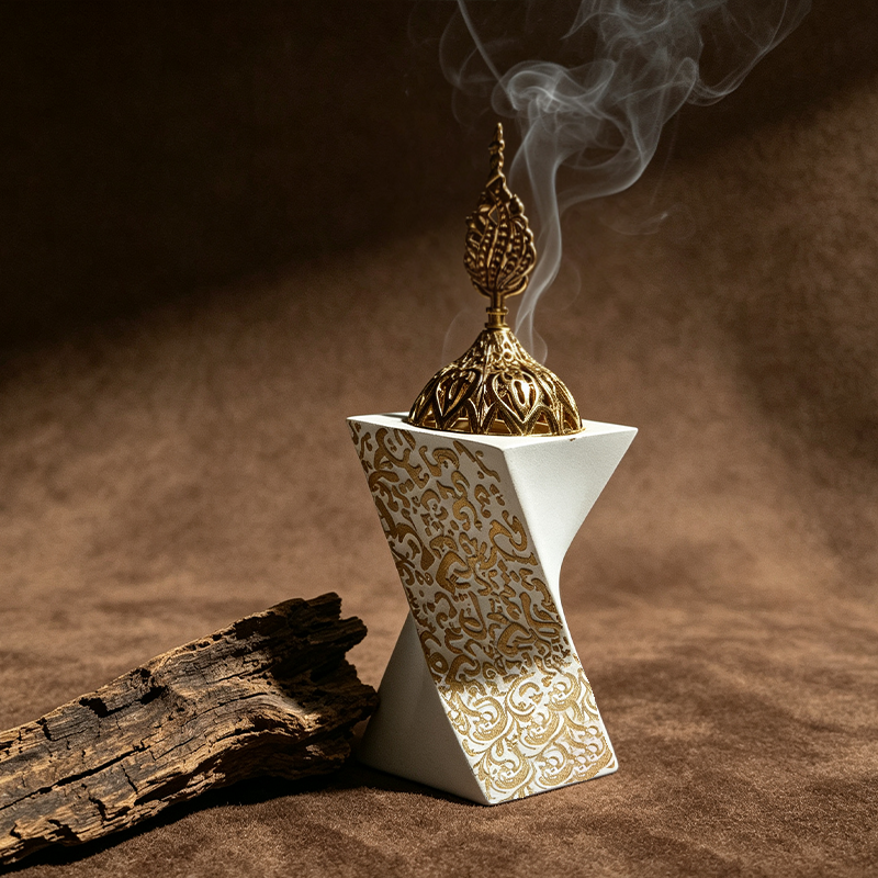 The Gilded Vortex Resin Incense Burner | A Geometric Sanctuary