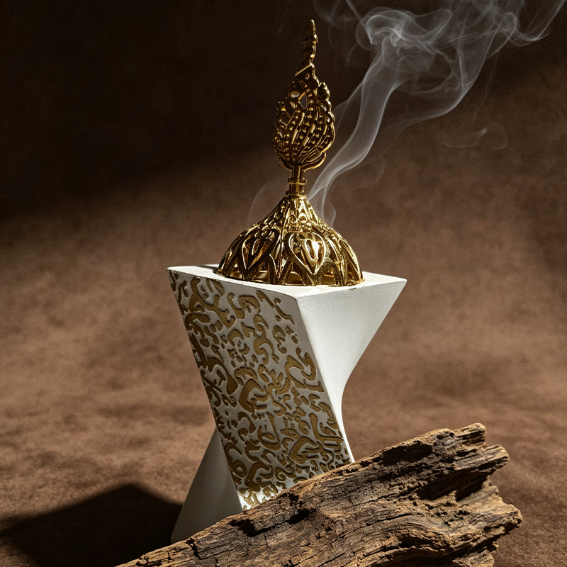 The Gilded Vortex Resin Incense Burner | A Geometric Sanctuary