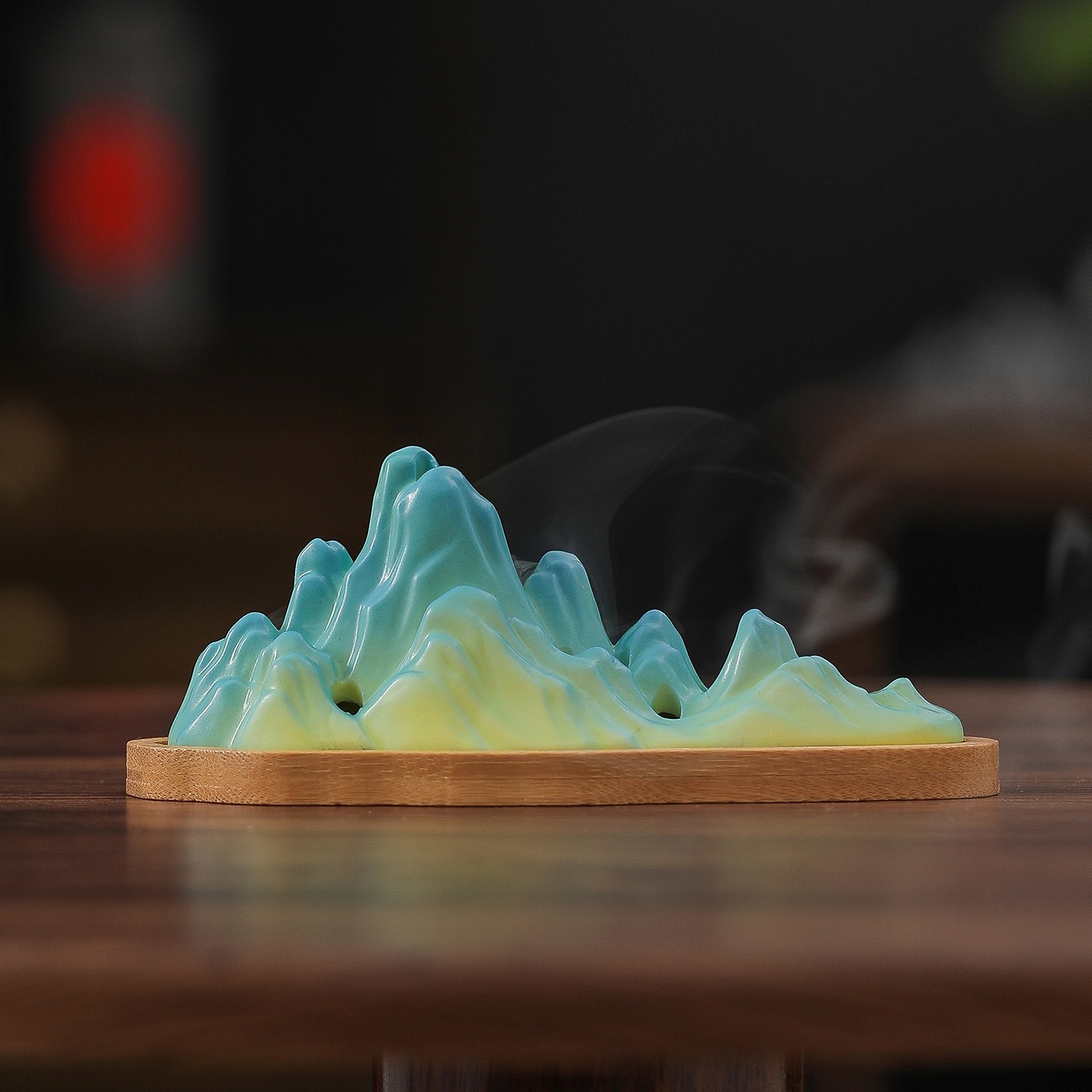 Celadon Landscape Incense Holder | Miniature Mountain Smoke Waterfall