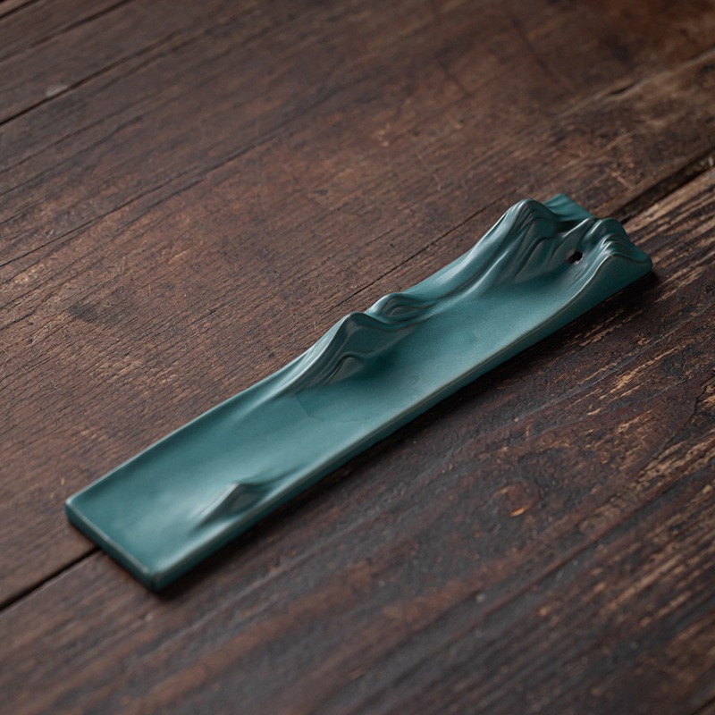 Hidden Mountain Ceramic Incense Tray | Antique Style Minimalist Landscape Holder (Dual Color)