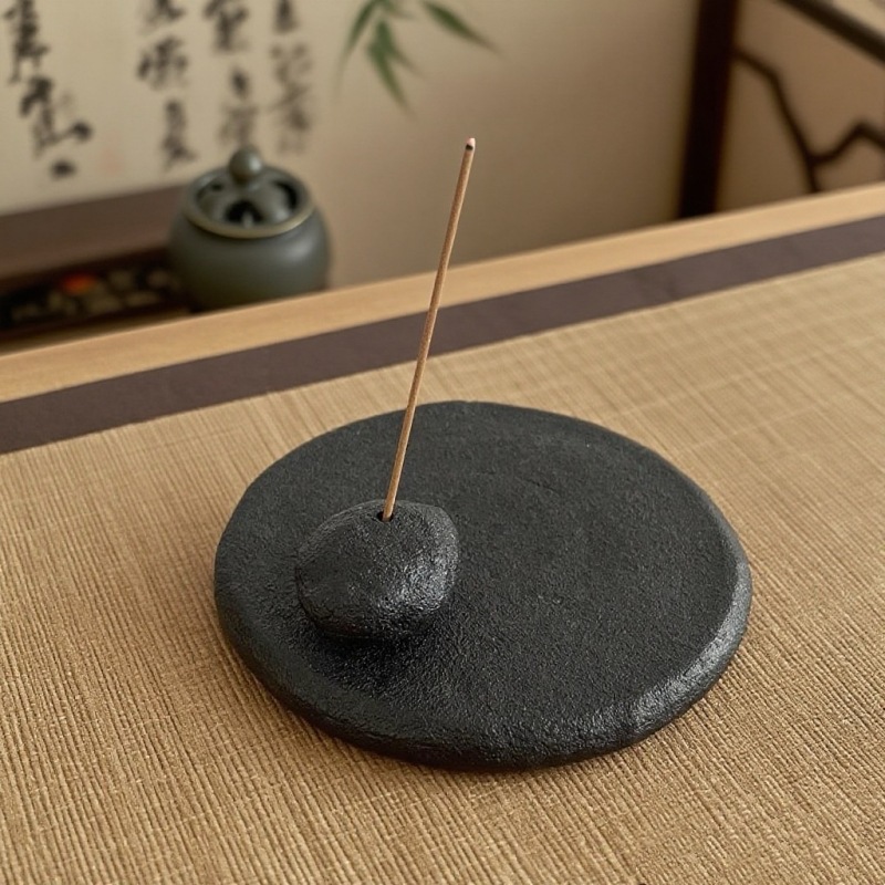Wabi-Sabi Stone Ceramic Incense Holder | Detachable Minimalist Stand (Dual Color)·