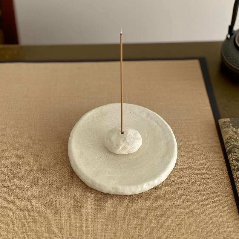 Wabi-Sabi Stone Ceramic Incense Holder | Detachable Minimalist Stand (Dual Color)·