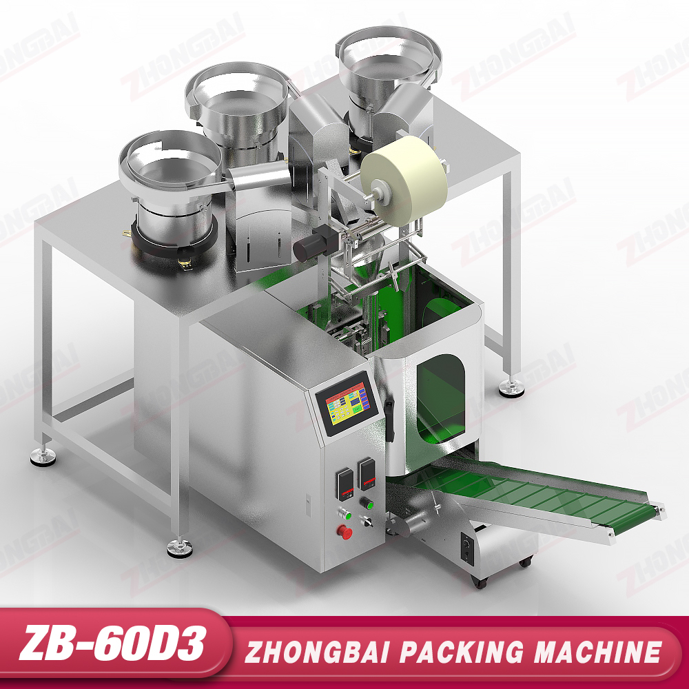Counting Packing Machine with Three Bowl Feeders,ZHONGBAIPACK,ZB-60D3 | Counting Packing Machine with Three Bowl Feeders