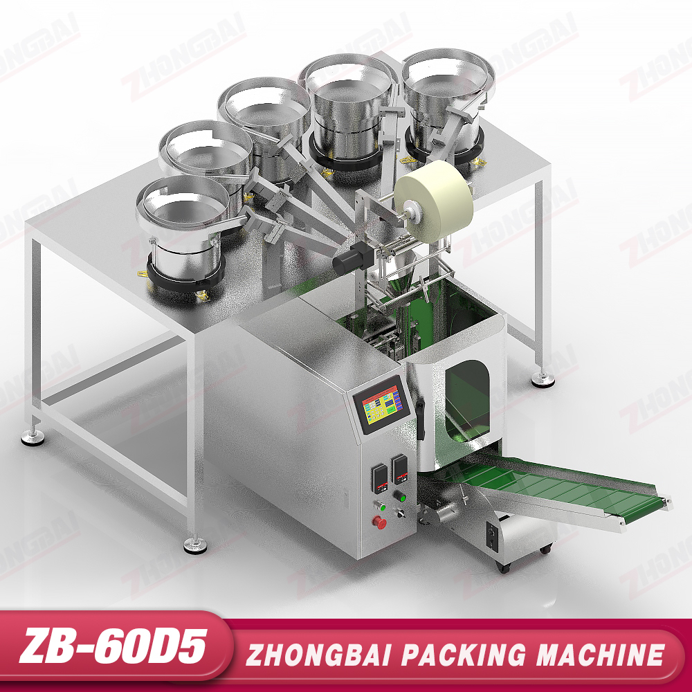 Counting Packing Machine with Five Bowl Feeders,ZHONGBAIPACK,ZB-60D5 | Counting Packing Machine with Five Bowl Feeders