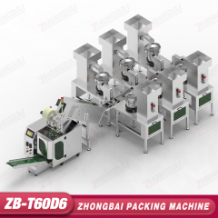 Counting Packing Machine with Six Bowl Feeders Lifting Bucket Conveyor,ZHONGBAIPACK,ZB-T60D6 | Counting Packing Machine with Six Bowl Feeders