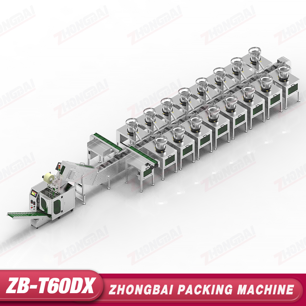 Counting Packing Machine with X Bowl Feeders Lifting Bucket Conveyor,ZHONGBAIPACK,ZB-T60DX | Counting Packing Machine with X Bowl Feeders