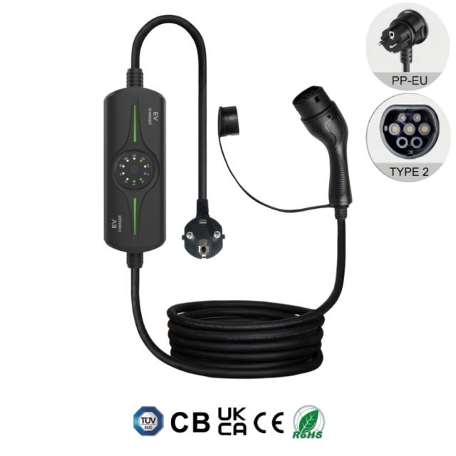 Portable EV Car Charger, Type 1, Type 2, NACS, 3.5KW 7KW 9KW Mobile Electric Vehicle AC Charger.,ShinCharge | Electric Vehicle Charging Products OEM & ODM Manufacturing | EV Charging Cable | Portable EV Charger | Wall-mounted EV Charger | EV Charging Station,Portable EV Charger, CE(EN62752), UKCA, RoHS, TUV, CB