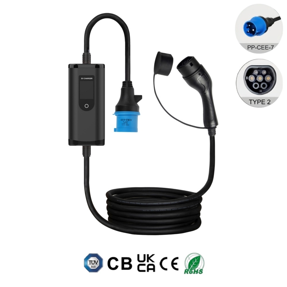 Portable EV AC Charger, Type 1, Type 2, NACS, 3.5KW 7KW 9KW 11KW 22KW Electric Vehicle Car Mobile Charger, Fully Certified, IP67 Weather-proof, Safe & Reliable, Plug & Play, Timer Function, User-friendly.,ShinCharge | Electric Vehicle Charging Products OEM & ODM Manufacturing | EV Charging Cable | Portable EV Charger | Wall-mounted EV Charger | EV Charging Station,Portable EV Charger, CE (EN62752-2024), UKCA, RoHS, TUV, CB, SAA, RCM-VPC-B2