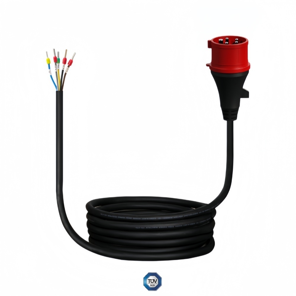 Red CEE Industrial Plug Bare Tail EV Charging Cable,ShinCharge | EV Charging Products OEM & ODM Manufacturing | EV Charging Expert.,Red CEE Industrial Plug Bare Tail EV Charging Cable