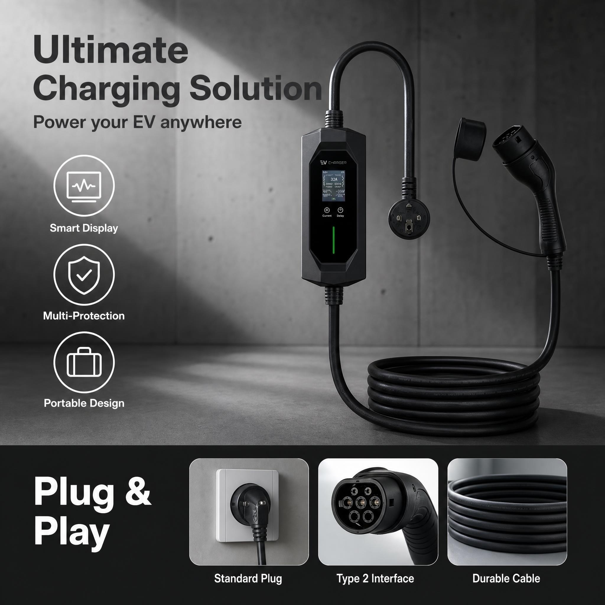 Portable EV Charger 3.5kW-22kW, Customizable Power Plugs and Charging Connectors for Electric Vehicle Home Charging,ShinCharge | EV Charging Products OEM & ODM Manufacturing | EV Charging Expert.,Portable EV Charger 3.5kW-22kW, Customizable Power Plugs and Charging Connectors for Electric Vehicle Home Charging | B57