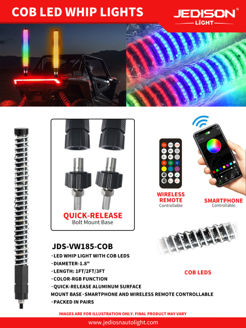 1.8inch Fat COB RGB Chasing Whip Bright Safety Ambient Flag Pole Light UTV ATV Off-road Truck Car 12V 1ft 2ft 3ft 4ft 5ft 6ft,MY SHOP,LED Light Bar